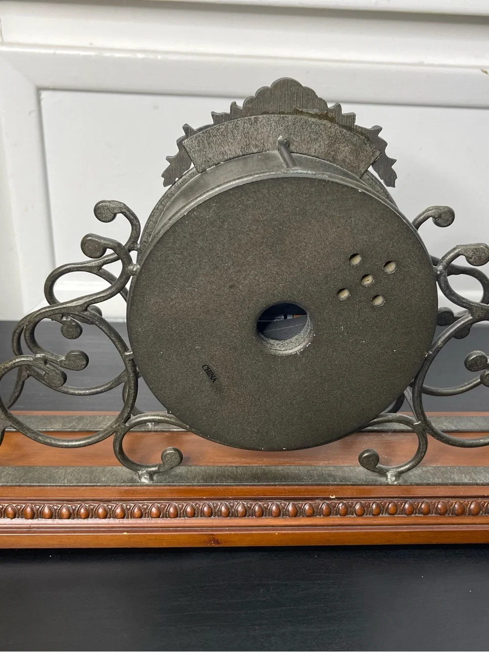VTG Howard Miller Adelaide Mantel Clock 635-130 Wrought Iron Cherry UNTESTED